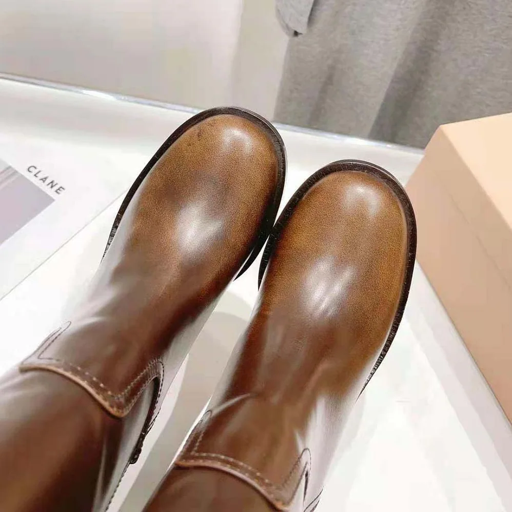 Miu Miu Leather Booties with Hot-stamped Logo for Women in Maroon