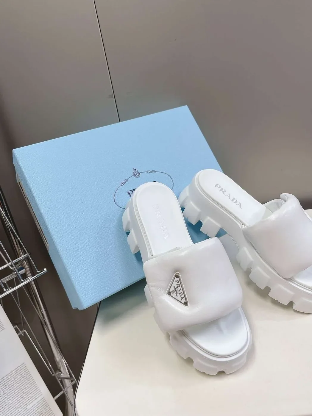 Prada Soft Padded Slides White