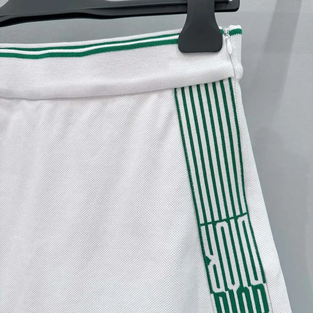 Dior Vibe Skort White Cotton Jersey with Pine Green Dior Graphique Motif for Women