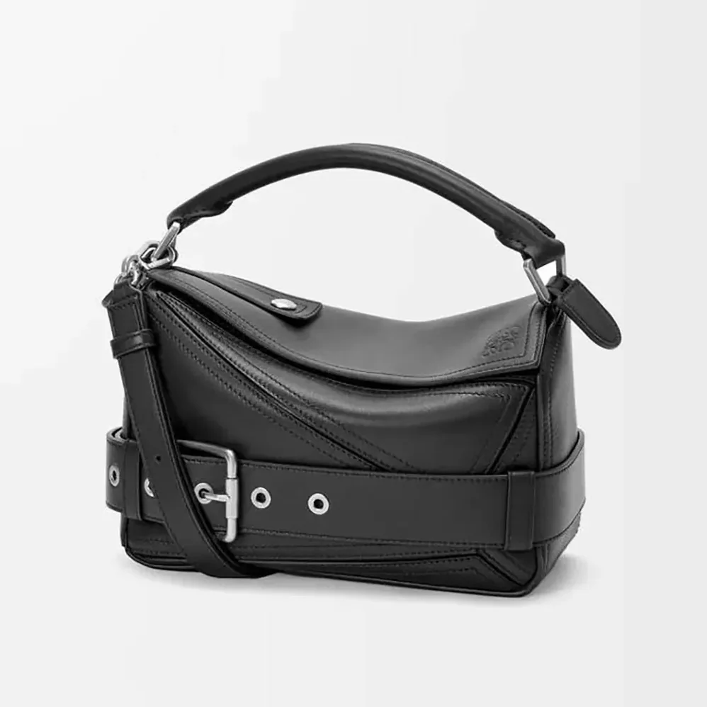 Loewe Small Puzzle Biker Bag for Unisex in Black