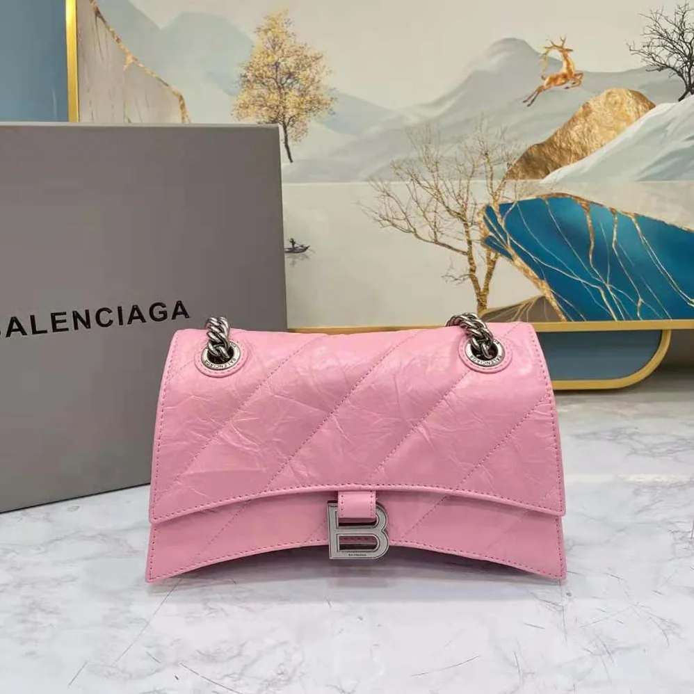 Balenciaga Crush Small Chain Bag Quilted in Optic Pink for Women