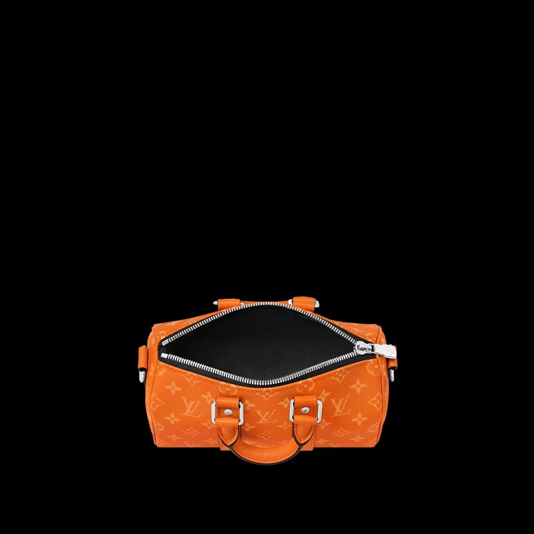 Louis Vuitton Keepall Bandouliere 25 Travel Bag in Orange Silver Hardware Louis Vuitton Keepall Bandouliere 25 Travel Bag in Orange Silver Hardware