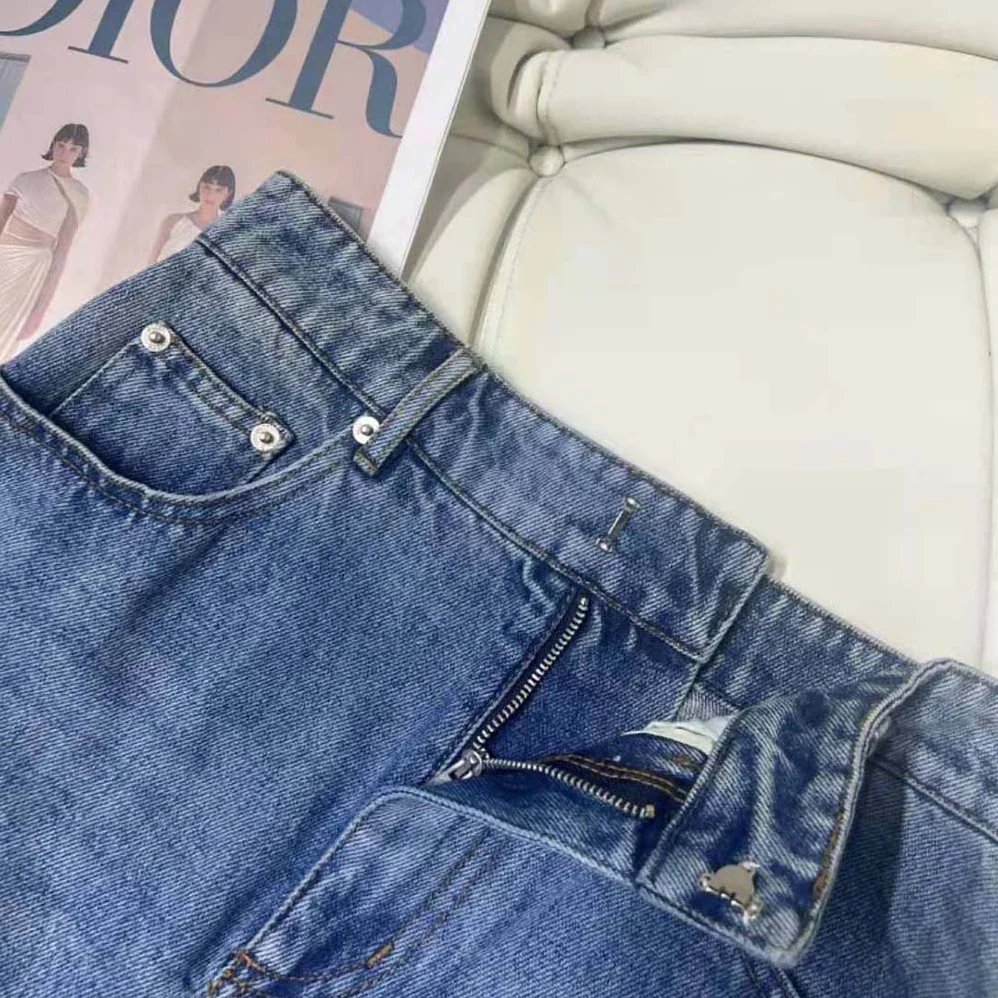 Dior Flared Miniskirt Blue Stonewashed Cotton Denim for Women Dior Flared Miniskirt Blue Stonewashed Cotton Denim for Women