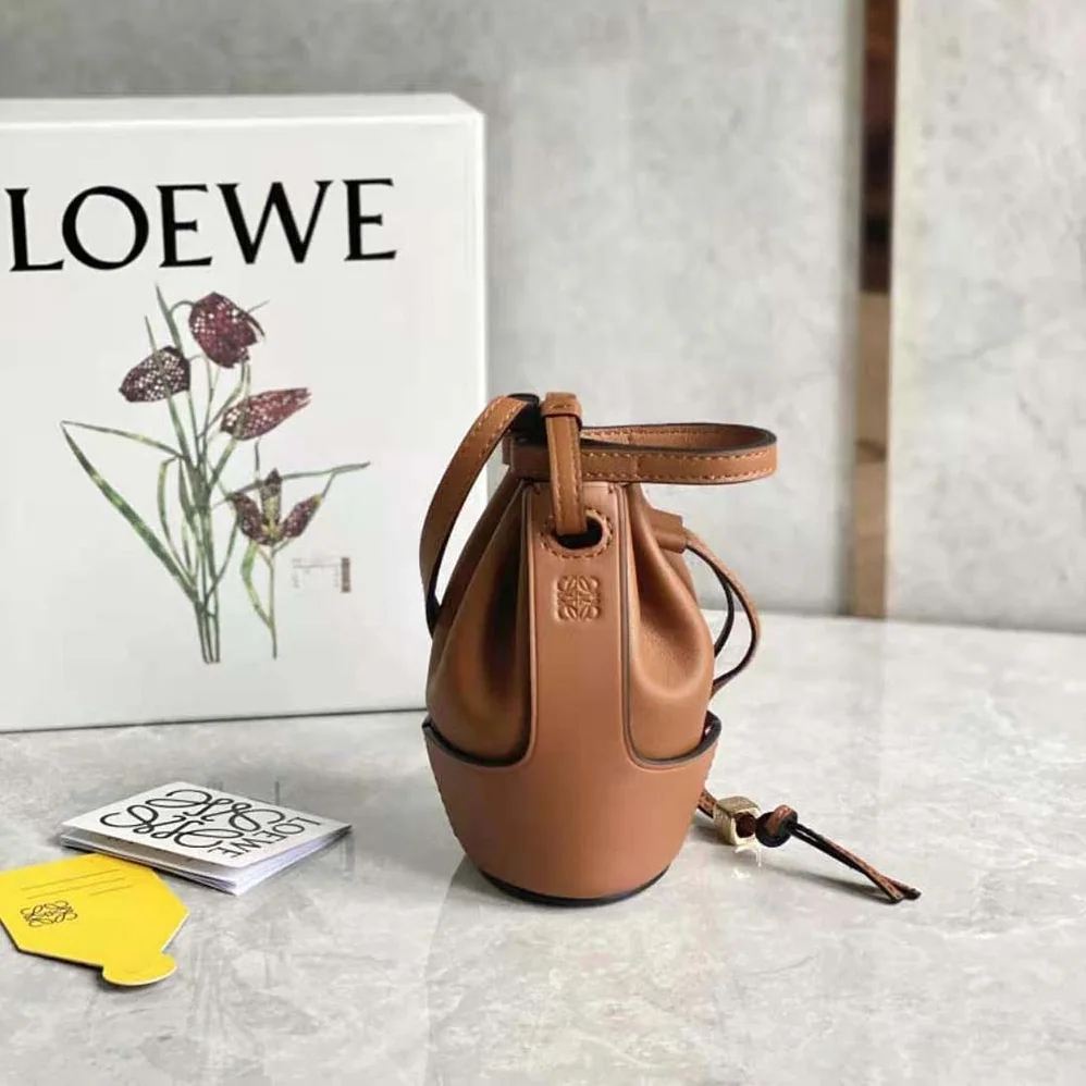 Loewe Nano Balloon Bag in Nappa and Calfskin for Women in Brown Loewe Nano Balloon Bag in Nappa and Calfskin for Women in Brown