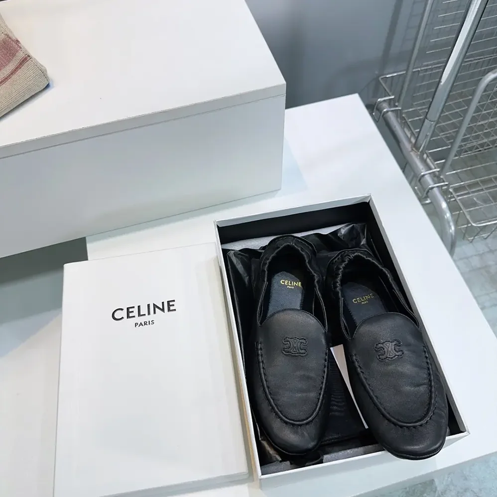 Celine Adam-Slip-On Loafer In Goatskin for Unisex in Black Celine Adam-Slip-On Loafer In Goatskin for Unisex in Black