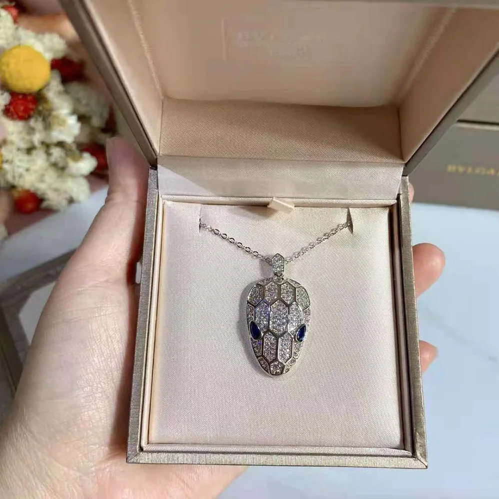 Bvlgari Serpenti Necklace in 18 KT White Gold for Women