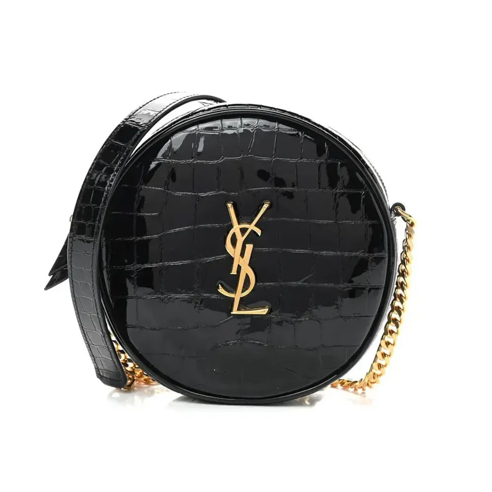 Saint Laurent YSL Vinyle Round Camera Bag in Black for Women