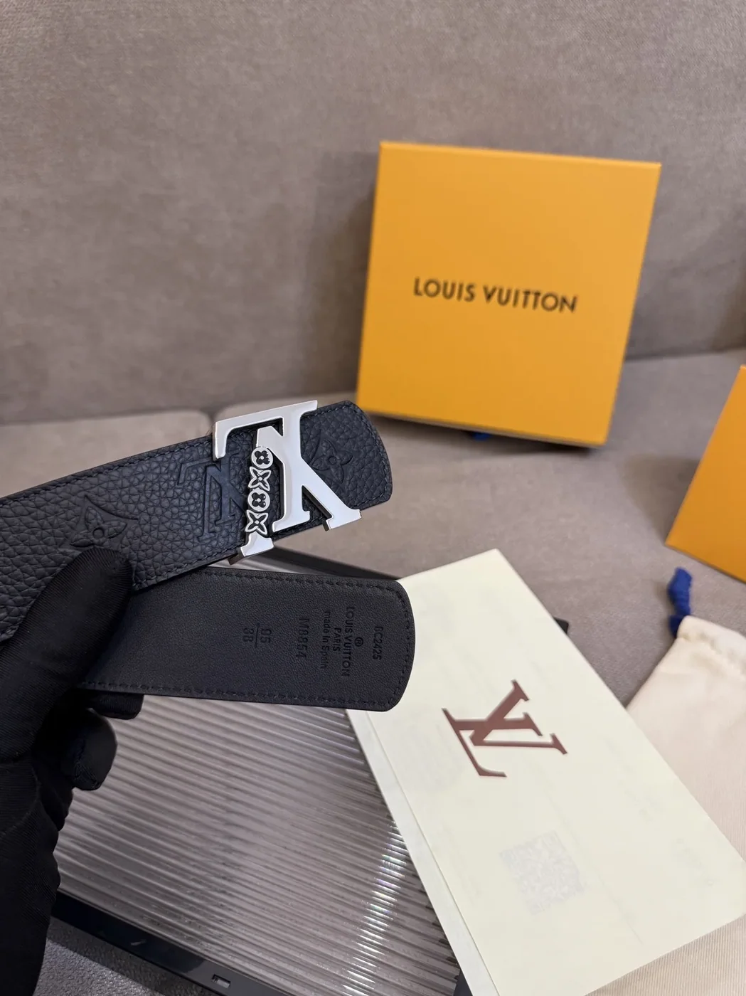 Louis Vuitton LV Initiales Monogram Belt Black With Silver Buckle Louis Vuitton LV Initiales Monogram Belt Black With Silver Buckle