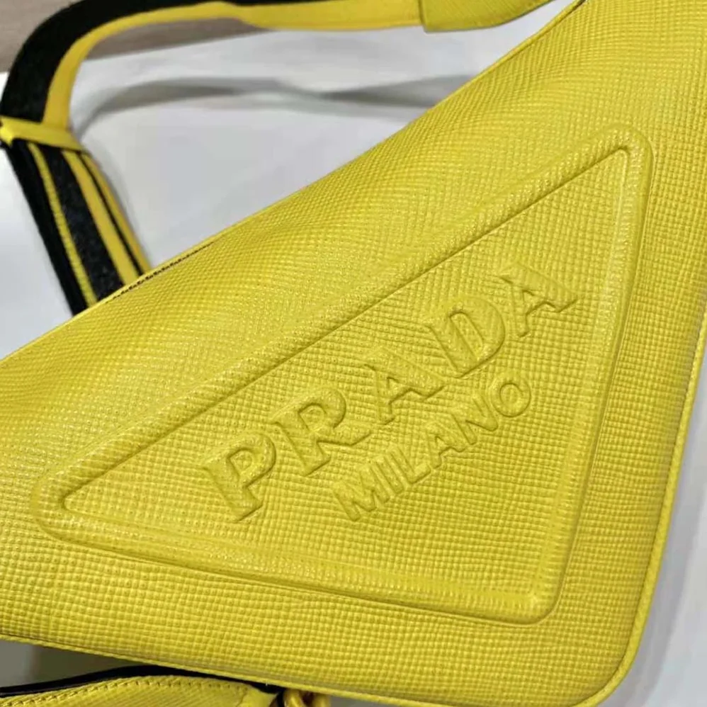 Prada Saffiano Prada Triangle Bag for Women in Yellow