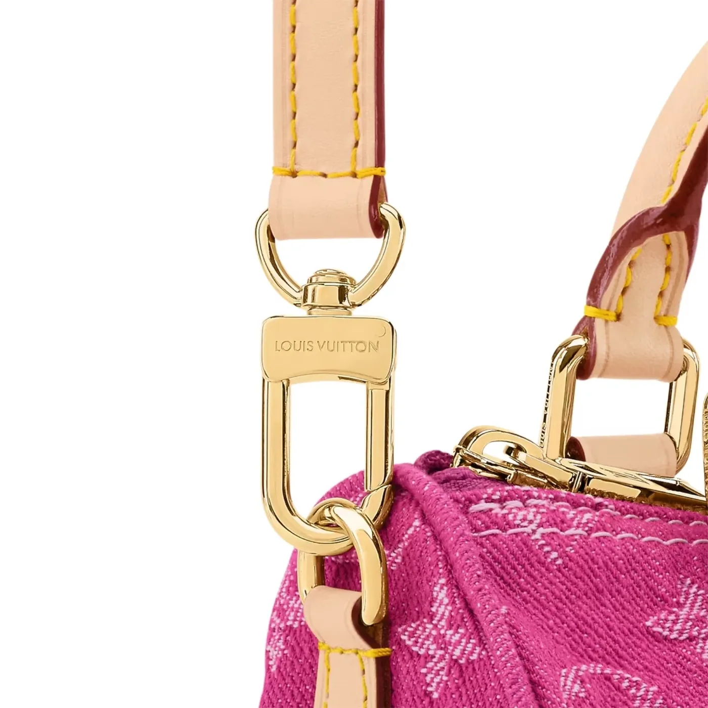 Louis Vuitton Nano Speedy Top Handle Bag in Fuchsia Denim Gold Hardware