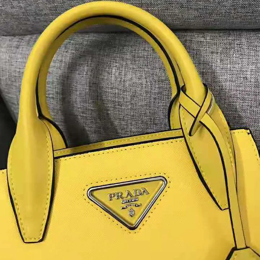 Prada Saffiano leather Prada Kristen Handbag for Women in Yellow Prada Saffiano leather Prada Kristen Handbag for Women in Yellow