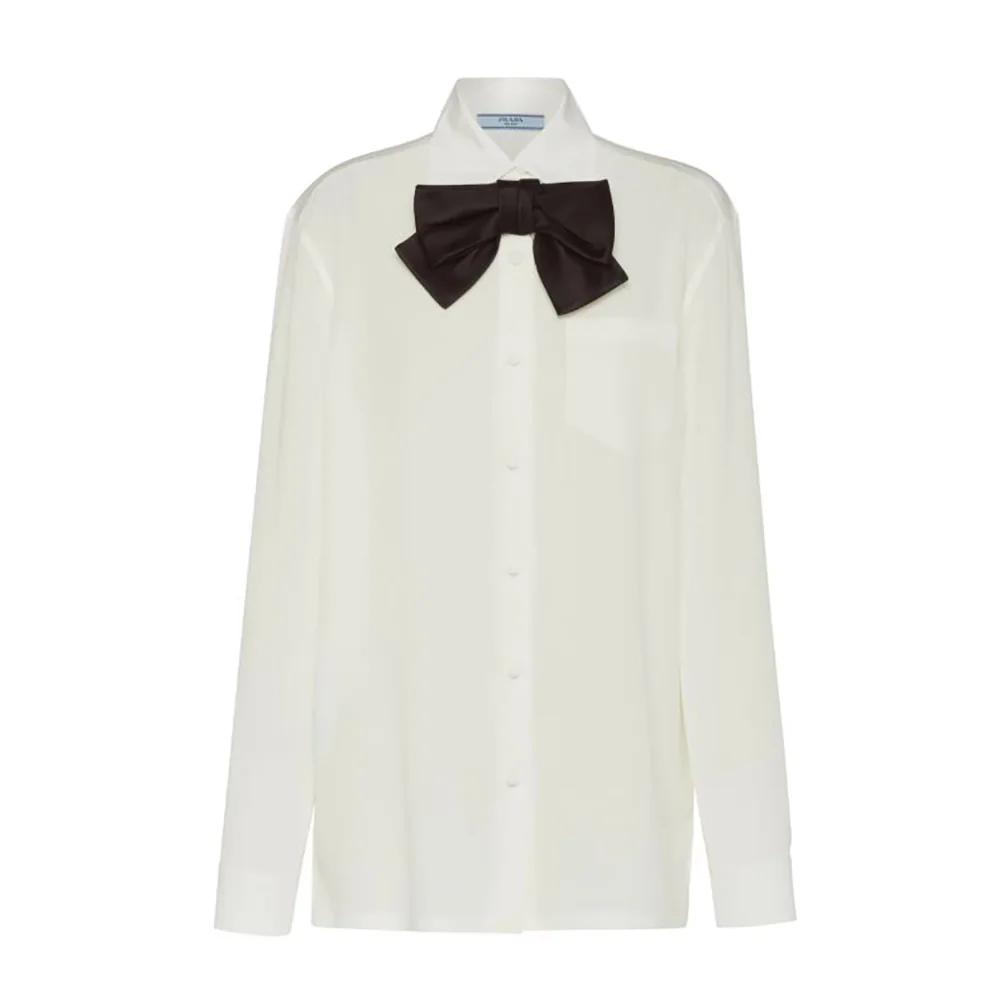 Prada Crepe DE Chine Shirt for Women in White