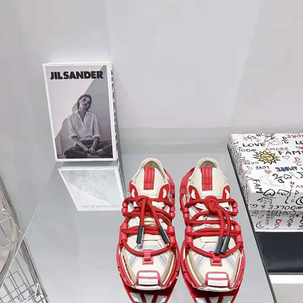 Dolce Gabbana D&G Mixed-Material Space Sneakers for Men in Red