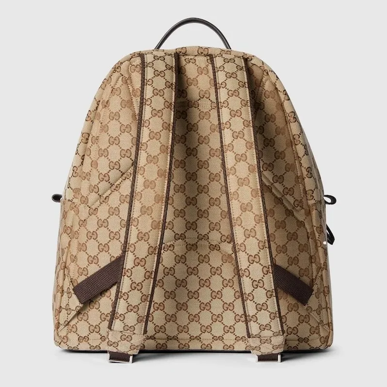 Gucci Medium GG Backpack With Web Beige And Dark Brown /