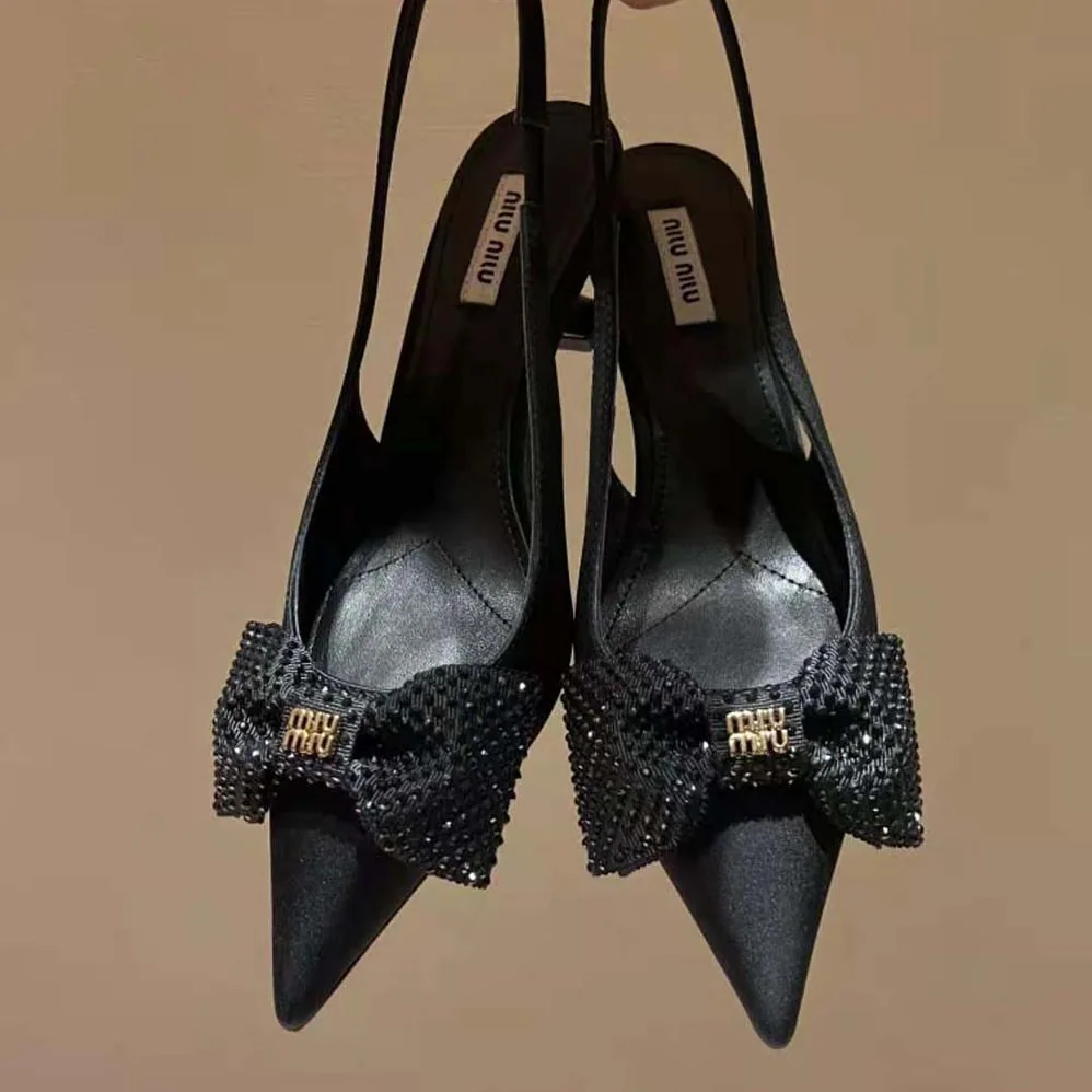 Miu Miu Satin Slingback Pumps 55 mm Heel Height for Women in Black