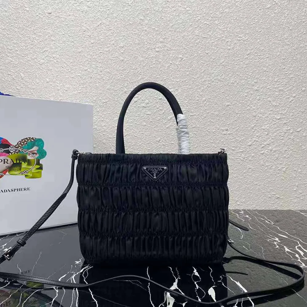 Prada Embossed Nylon Tote for Women in Black
