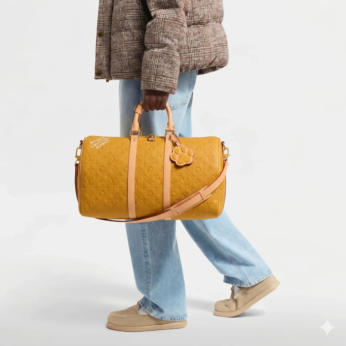 Louis Vuitton Keepall Bandouliere 45 Travel Bag in Yellow Gold Hardware
