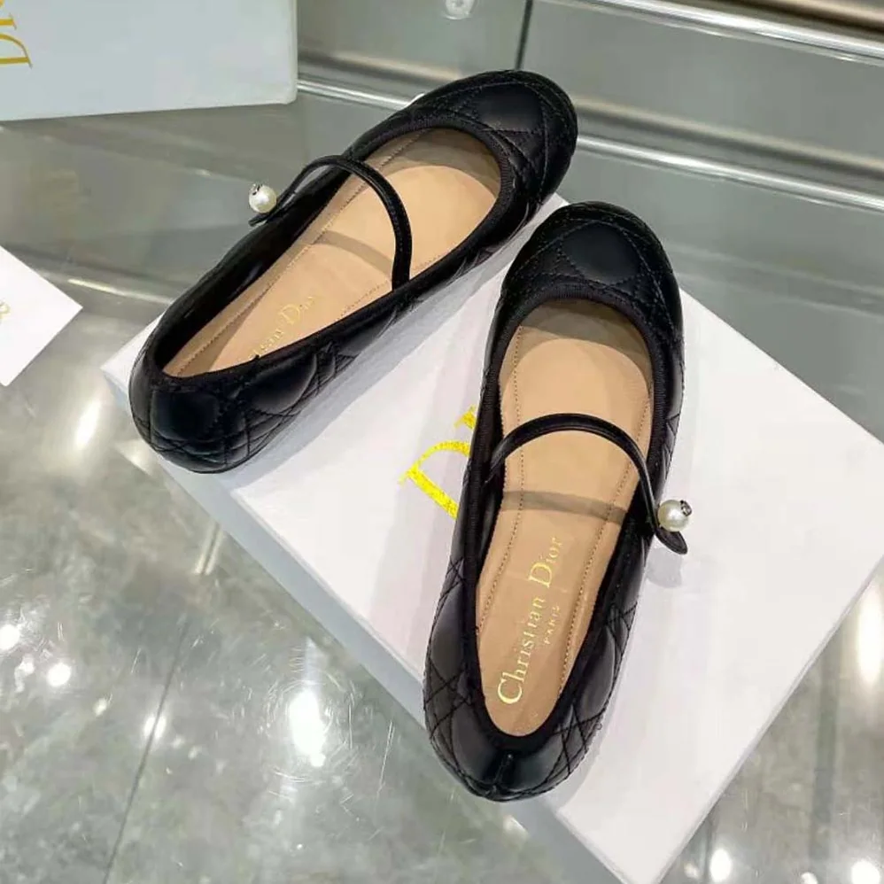 Dior Ballet Flat Black Quilted Cannage Calfskin for Women