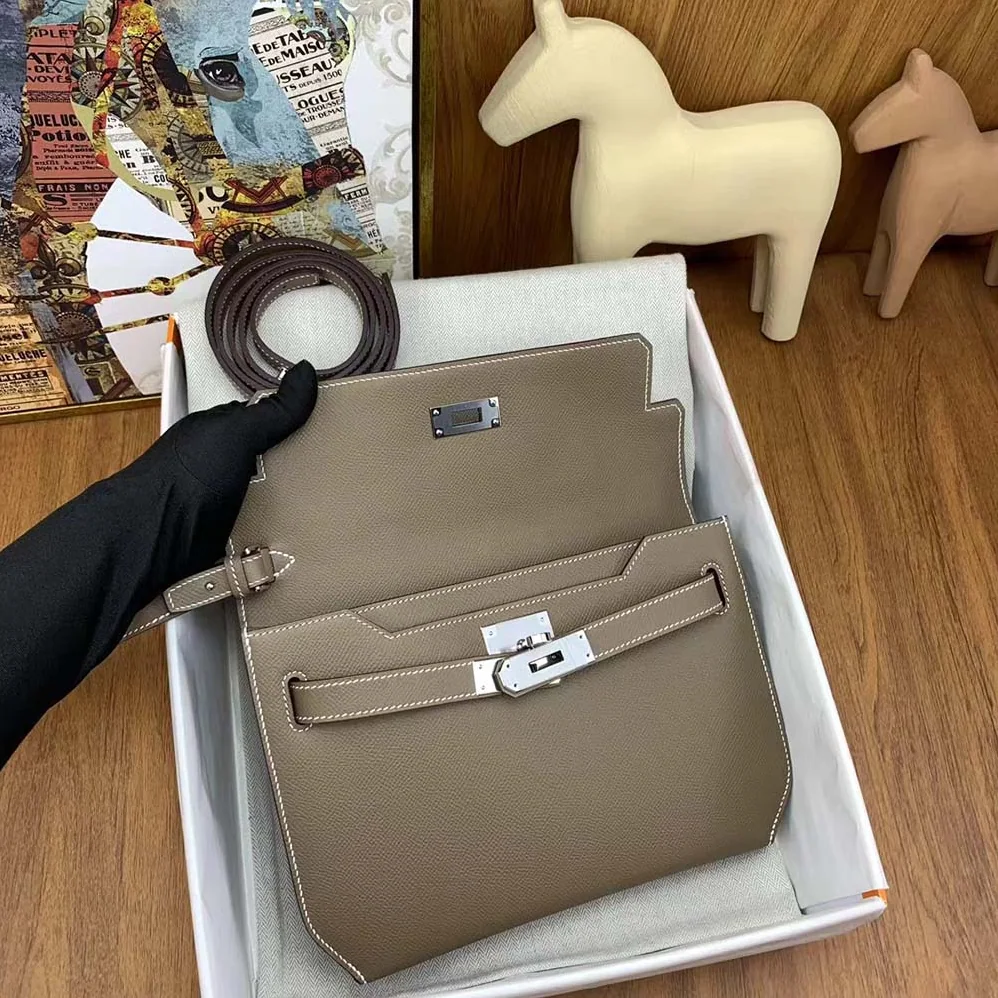 Hermes Kelly Depeches 25 Pouch for Men in Gray
