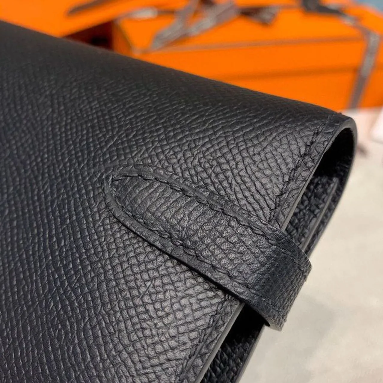 Hermes Kelly Wallet To Go Woc Black With Gold Toned Hardware Bag /