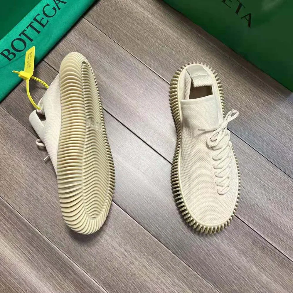 Bottega Veneta Ripple Tech Knit Lace-up Sneakers for Unisex in Beige