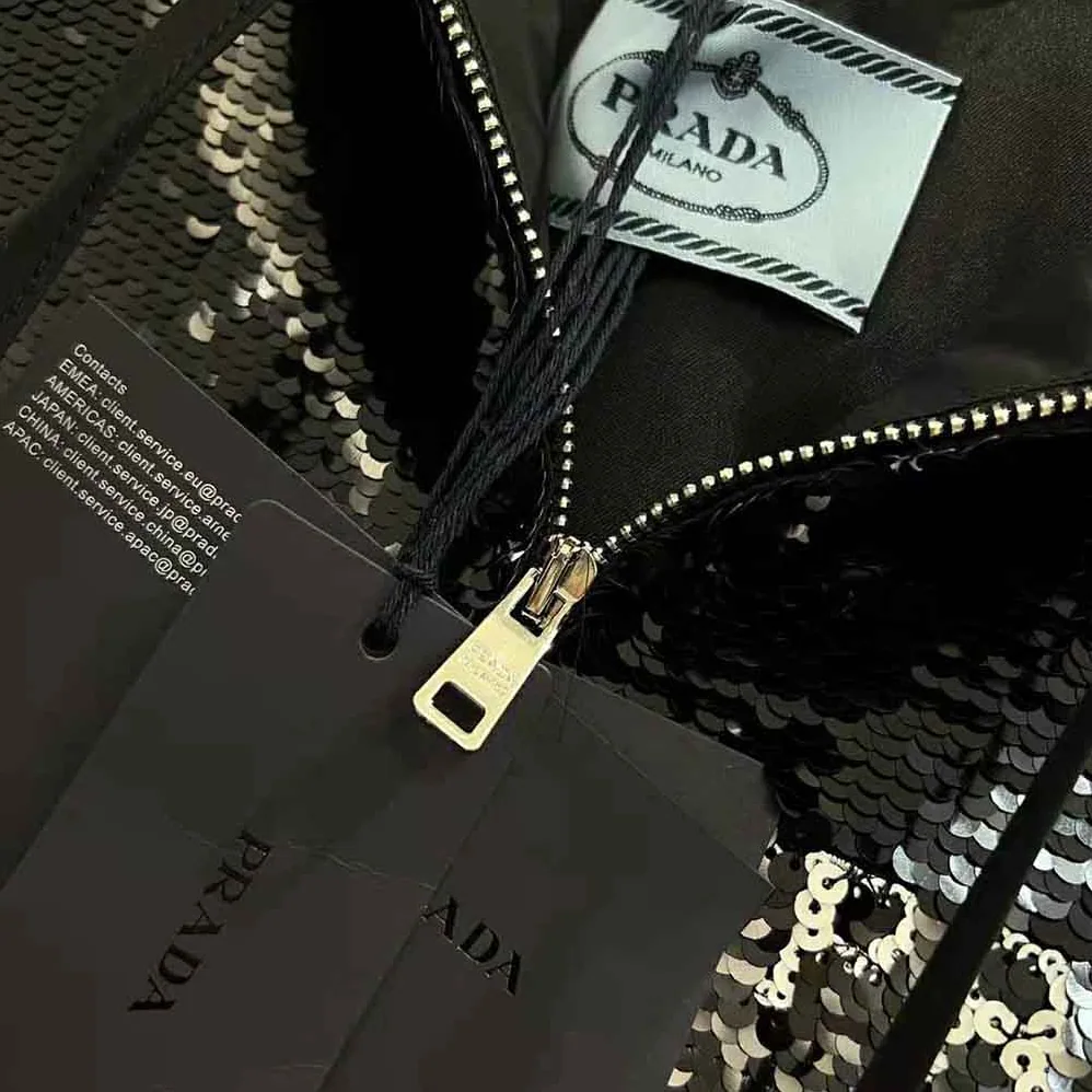 Prada Sequin for Women in Embellished Chiffon Hoodie