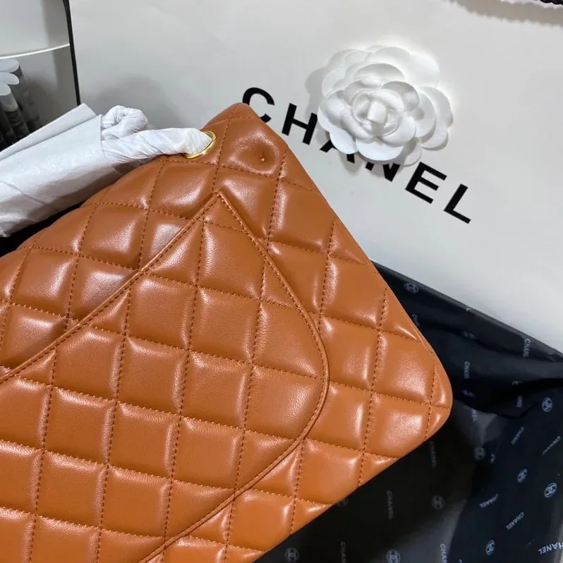 Chanel Classic Double Flap Bag Large Crossbody in Brown Gold Hardware Chanel Classic Double Flap Bag Large Crossbody in Brown Gold Hardware