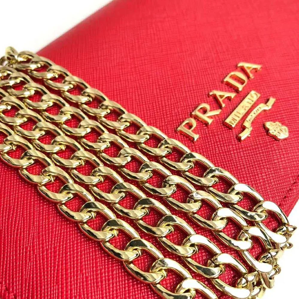 Prada Saffiano Leather Shoulder Bag for Women in Red
