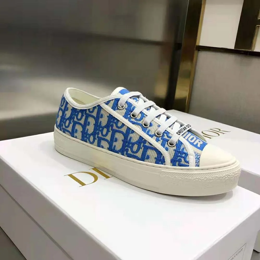 Dior Walk'N'Dior Sneaker Cornflower Blue Dior Oblique Embroidered Cotton for Women Dior Walk'N'Dior Sneaker Cornflower Blue Dior Oblique Embroidered Cotton for Women