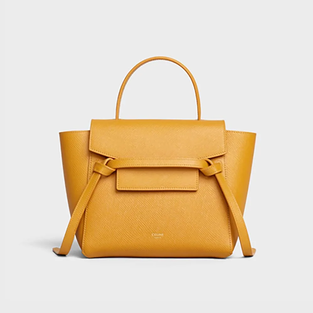 Celine Nano Belt Bag in Grained Calfskin for Women in Yellow Celine Nano Belt Bag in Grained Calfskin for Women in Yellow