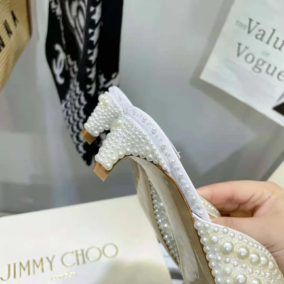 Jimmy Choo Samantha 35 White Satin Mules with All for Women in Over Pearls Jimmy Choo Samantha 35 White Satin Mules with All for Women in Over Pearls