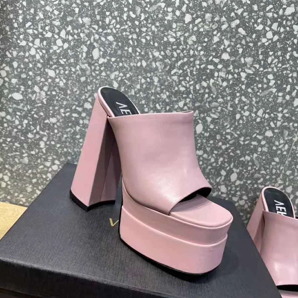 Versace Platform Mules in Calf Leather for Women in Pink