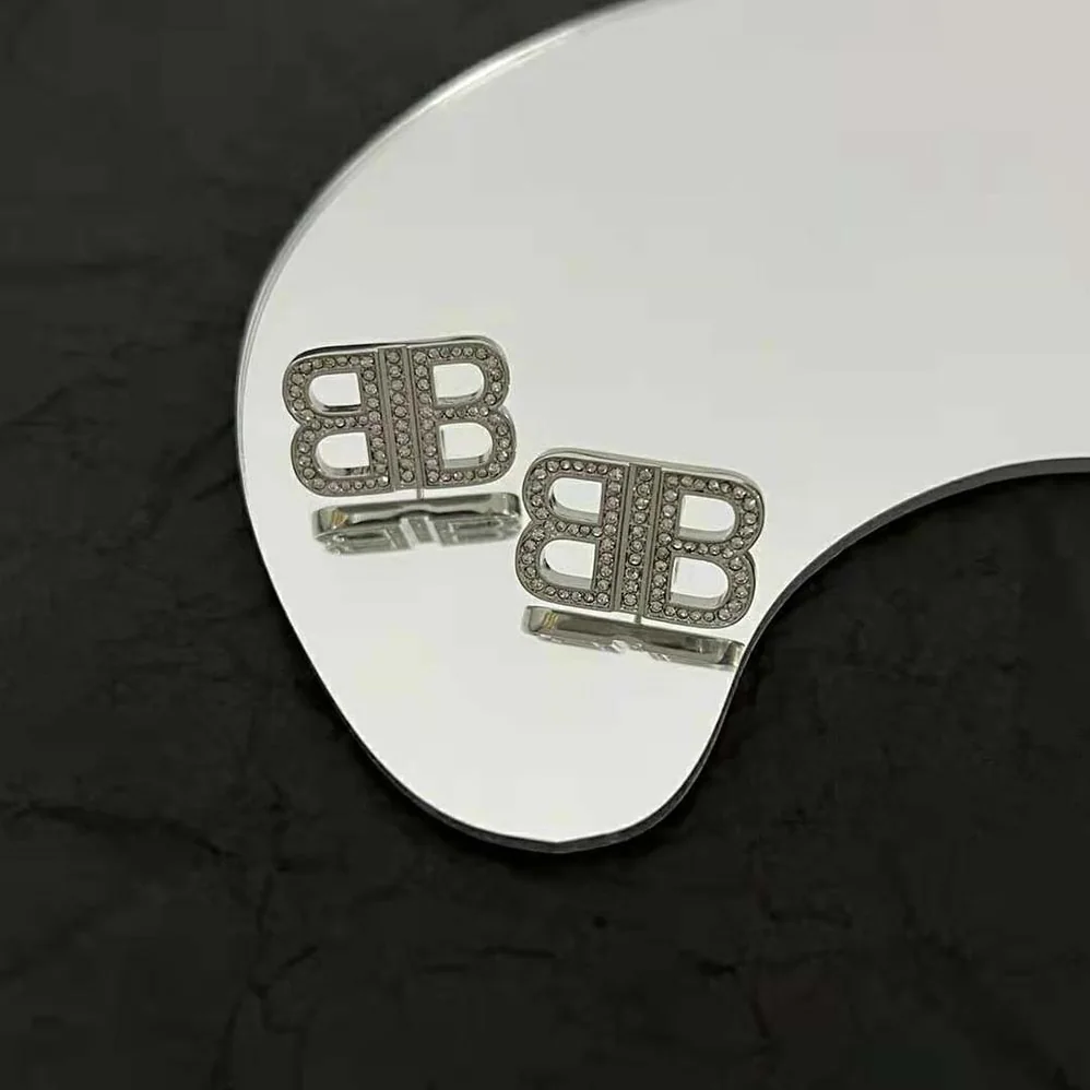 Balenciaga BB 2.0 XS Earrings in Silver Brass and Rhinestones for Women Balenciaga BB 2.0 XS Earrings in Silver Brass and Rhinestones for Women