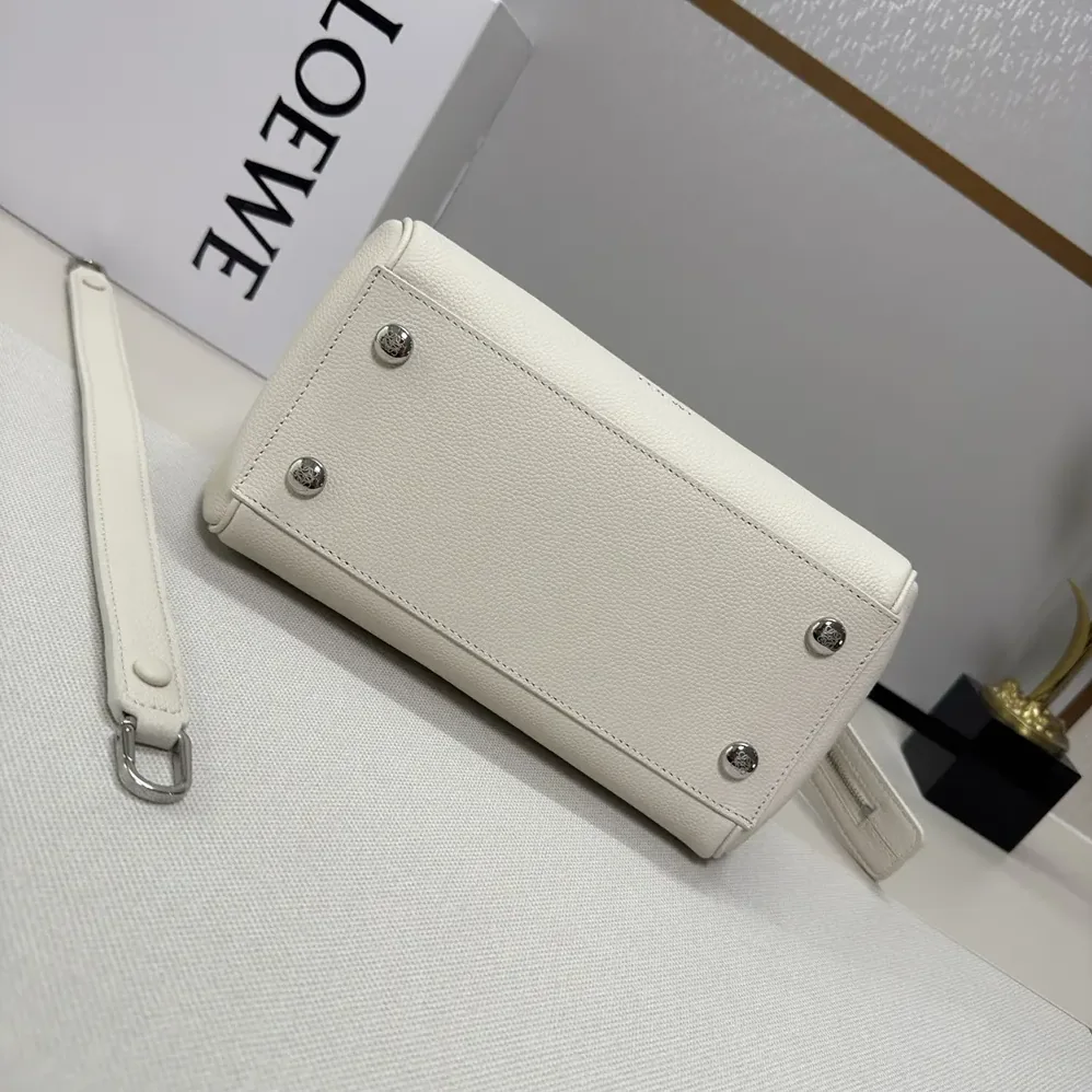 Loewe Small Madrid Bag in Supple Grained Calfskin for Women in White Loewe Small Madrid Bag in Supple Grained Calfskin for Women in White