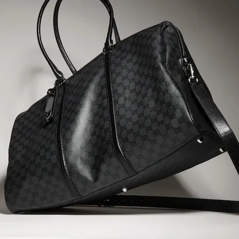 Gucci Essence Classic Large Duffle Bag in Black Silver Hardware