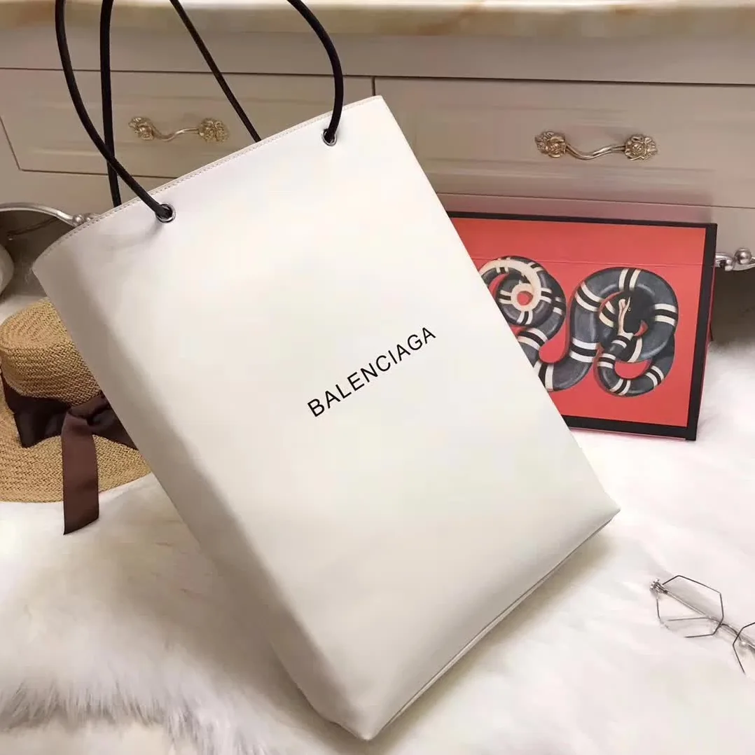 Balenciaga North-South Calfskin Shopping Bag M for Women in White Balenciaga North-South Calfskin Shopping Bag M for Women in White