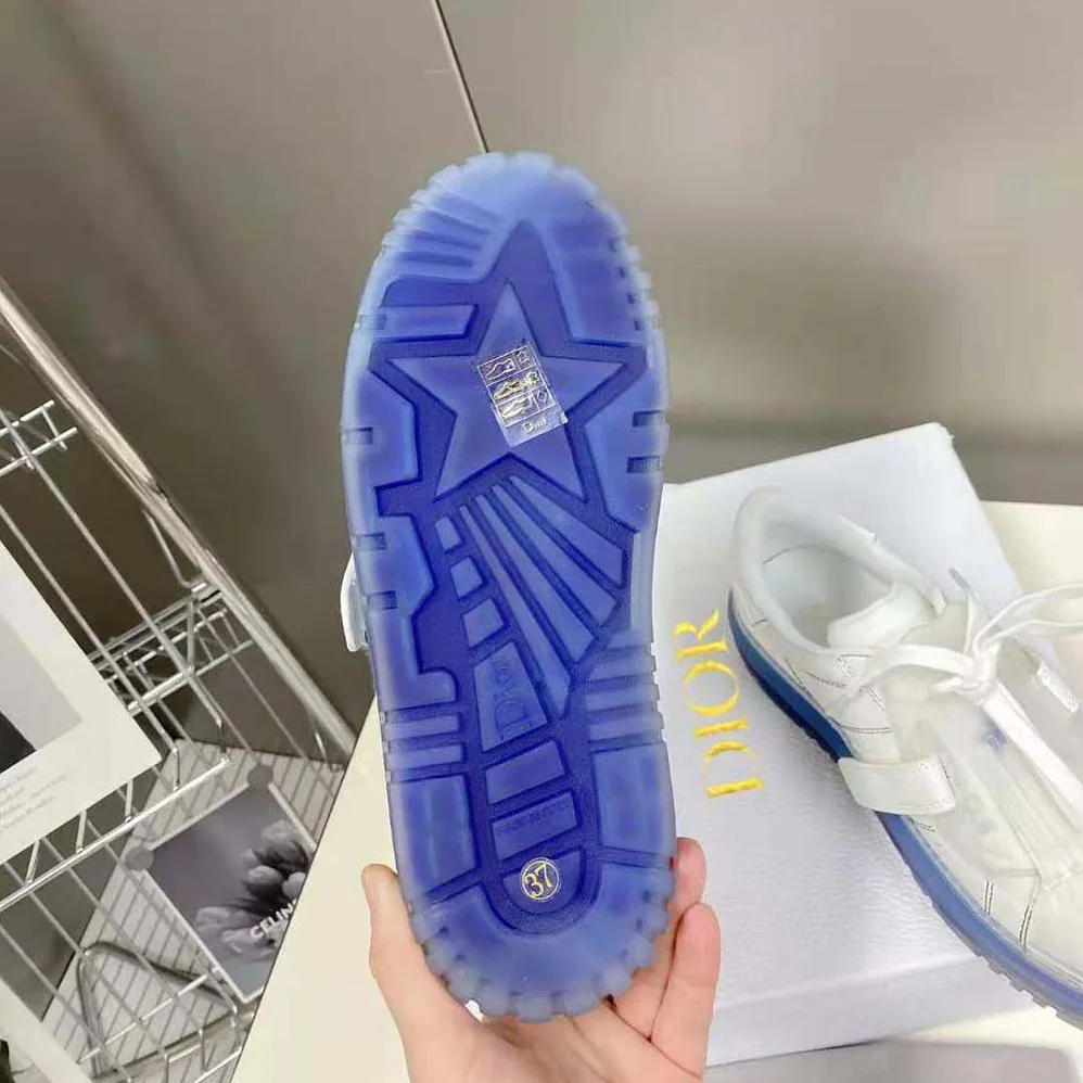 Dior Dior-Id Sneaker White Calfskin and Deep Blue Transparent Rubber for Women