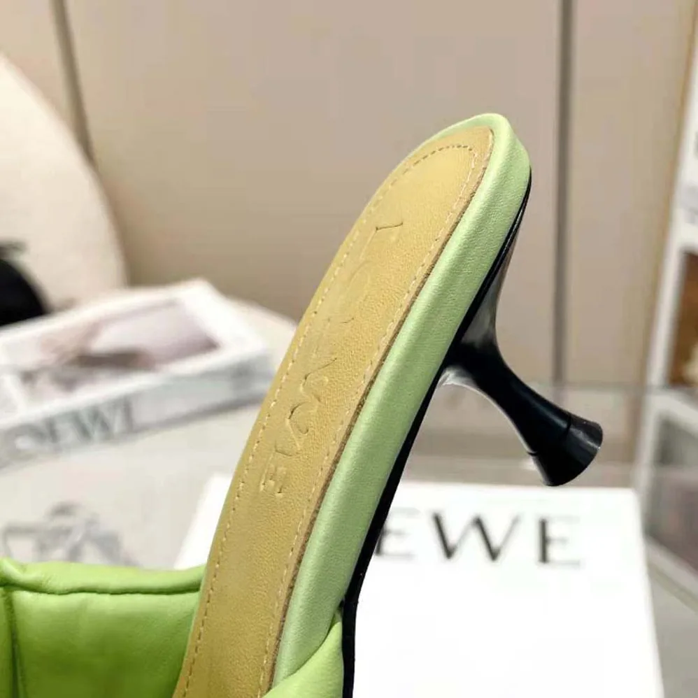Loewe Anagram Padded Mule in Lambskin for Women in Green