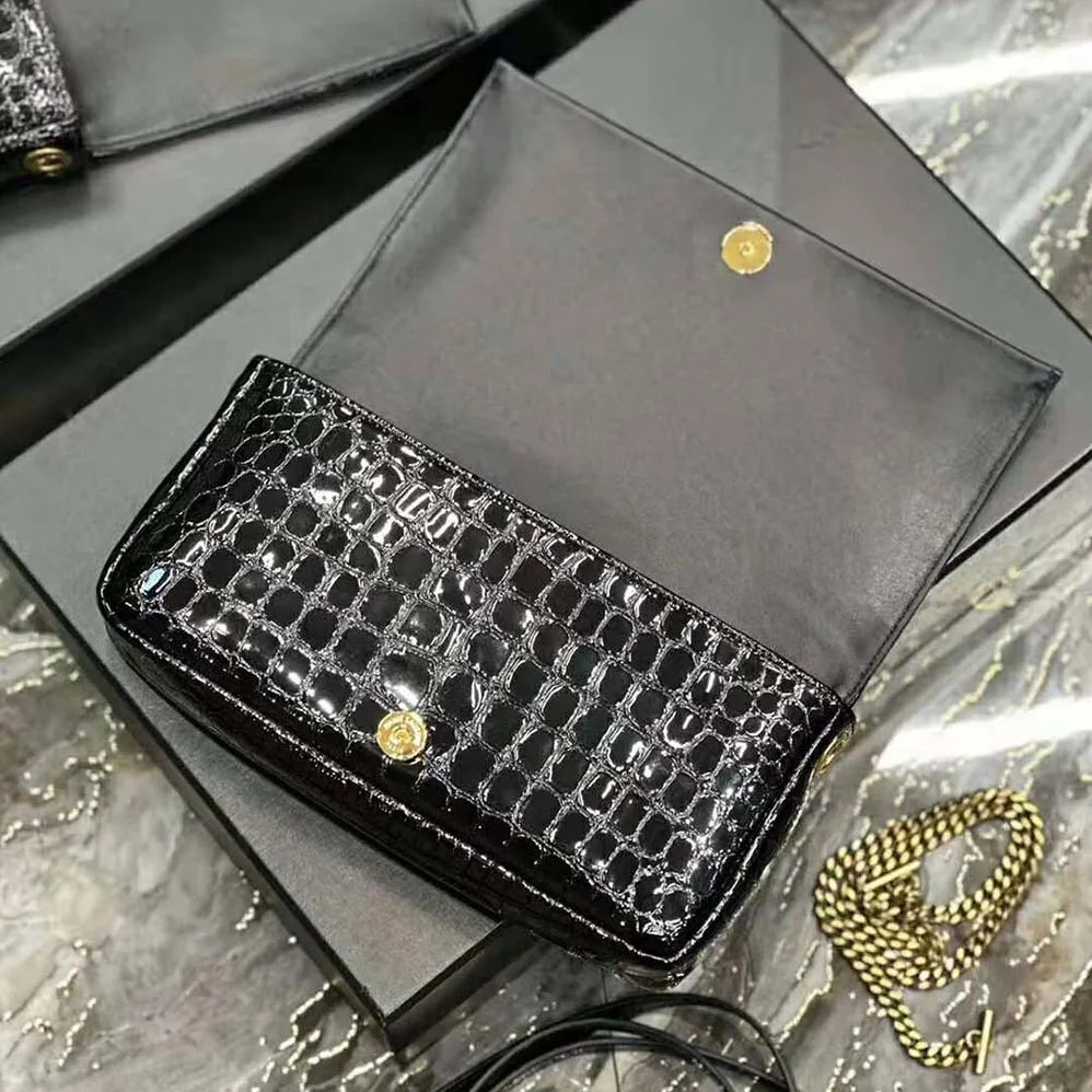 Saint Laurent YSL Kate Reversible Chain Bag in Suede and Crocodile for Women in Embossed Leather Saint Laurent YSL Kate Reversible Chain Bag in Suede and Crocodile for Women in Embossed Leather