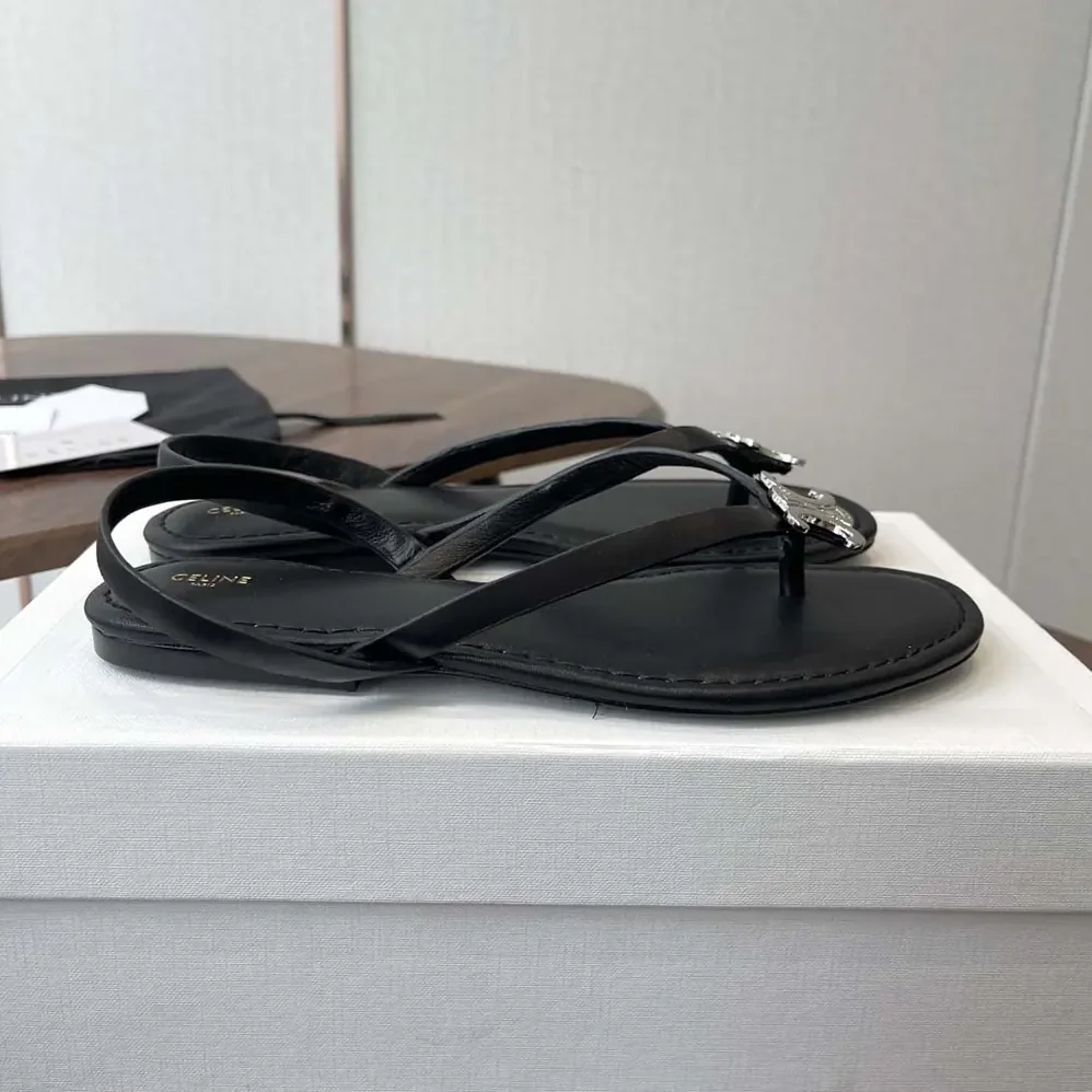 Celine Biki Sandal in Calfskin for Women in Black Celine Biki Sandal in Calfskin for Women in Black