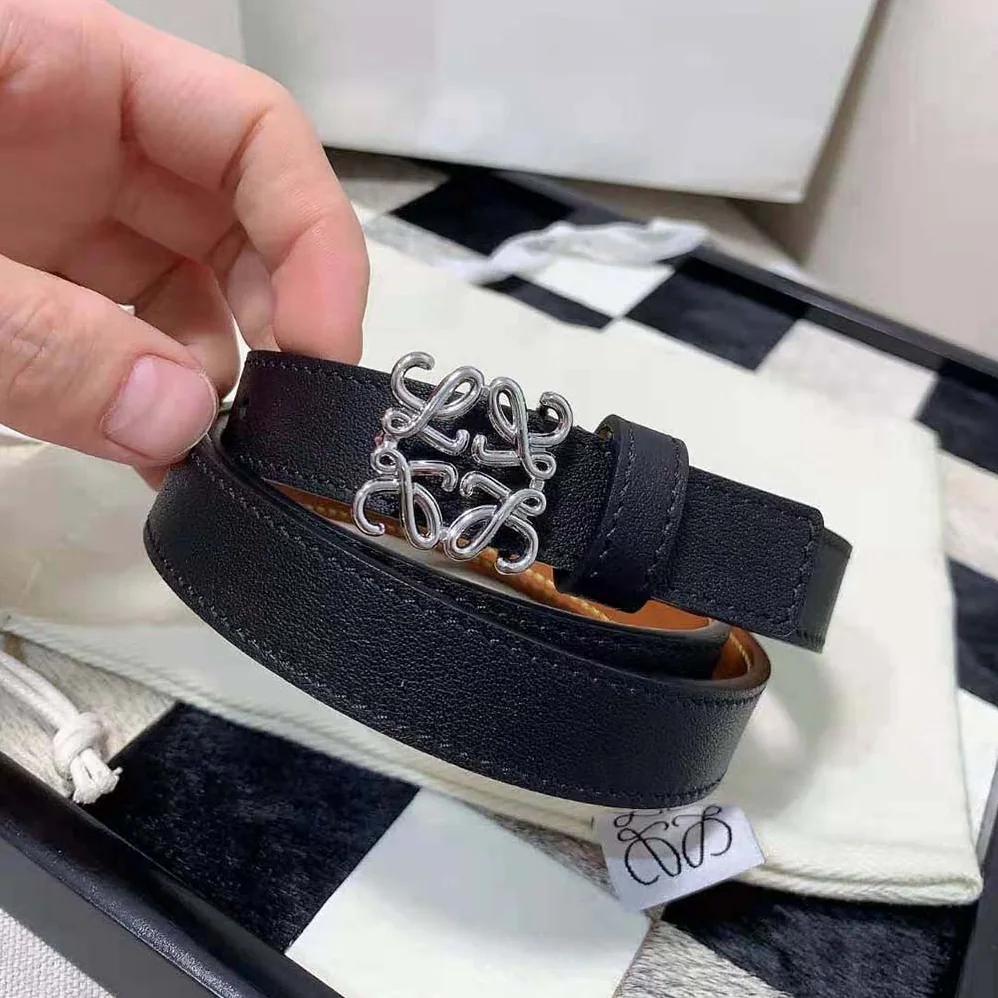 Loewe Anagram Belt in Pebble Grain Calfskin for Women in Black Loewe Anagram Belt in Pebble Grain Calfskin for Women in Black