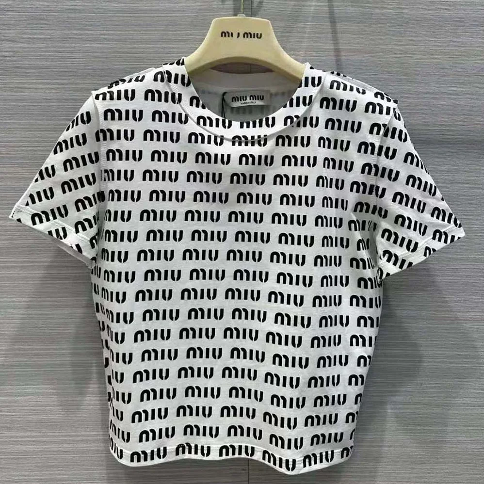 Miu Miu Print Cotton T for Women in shirt with Print Logo Miu Miu Print Cotton T for Women in shirt with Print Logo