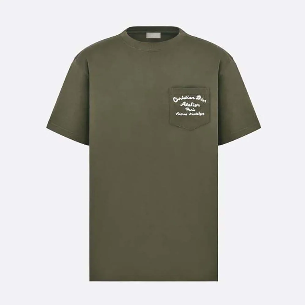 Dior Relaxed-fit Christian Dior Atelier T for Men in shirt Khaki Cotton Jersey