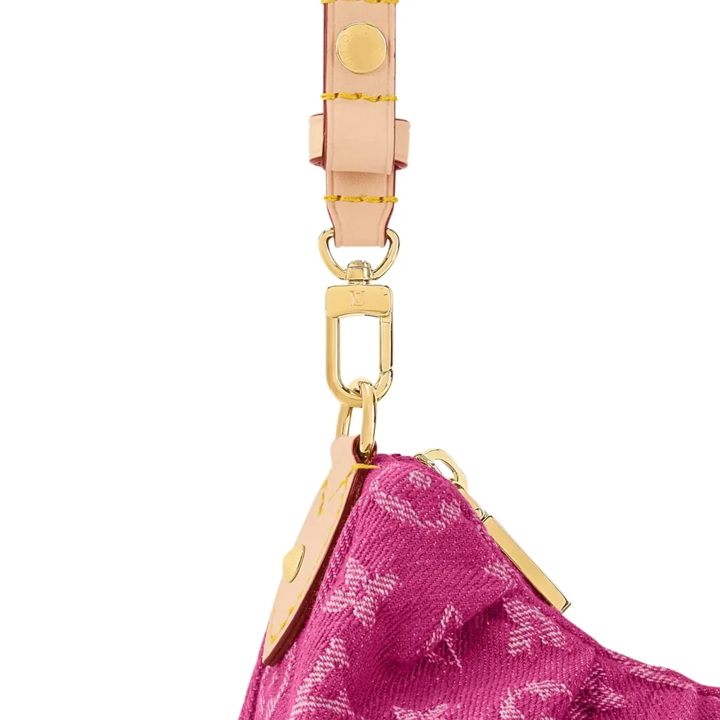 Louis Vuitton Pochette Valley Shoulder Bag in Fuchsia Denim Gold Hardware