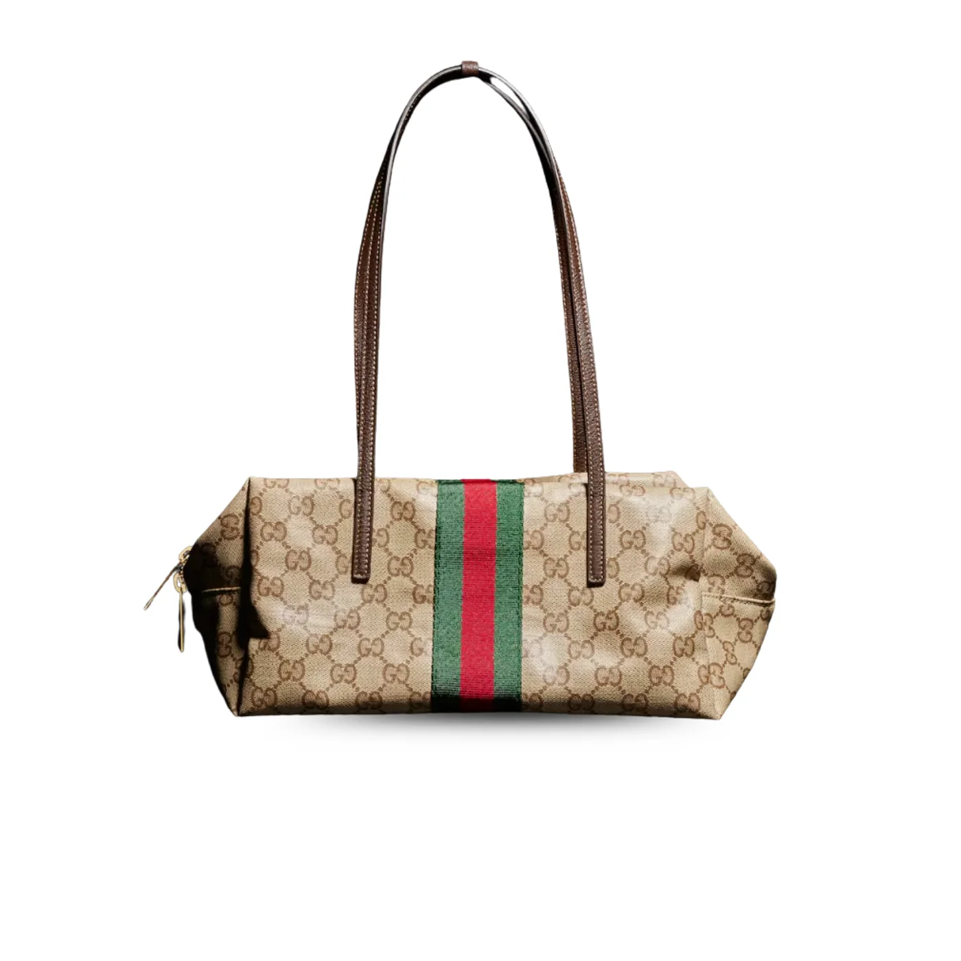 Gucci Melrose Boston Medium Shoulder Bag / Sand/ Dark Brown Gold Hardware