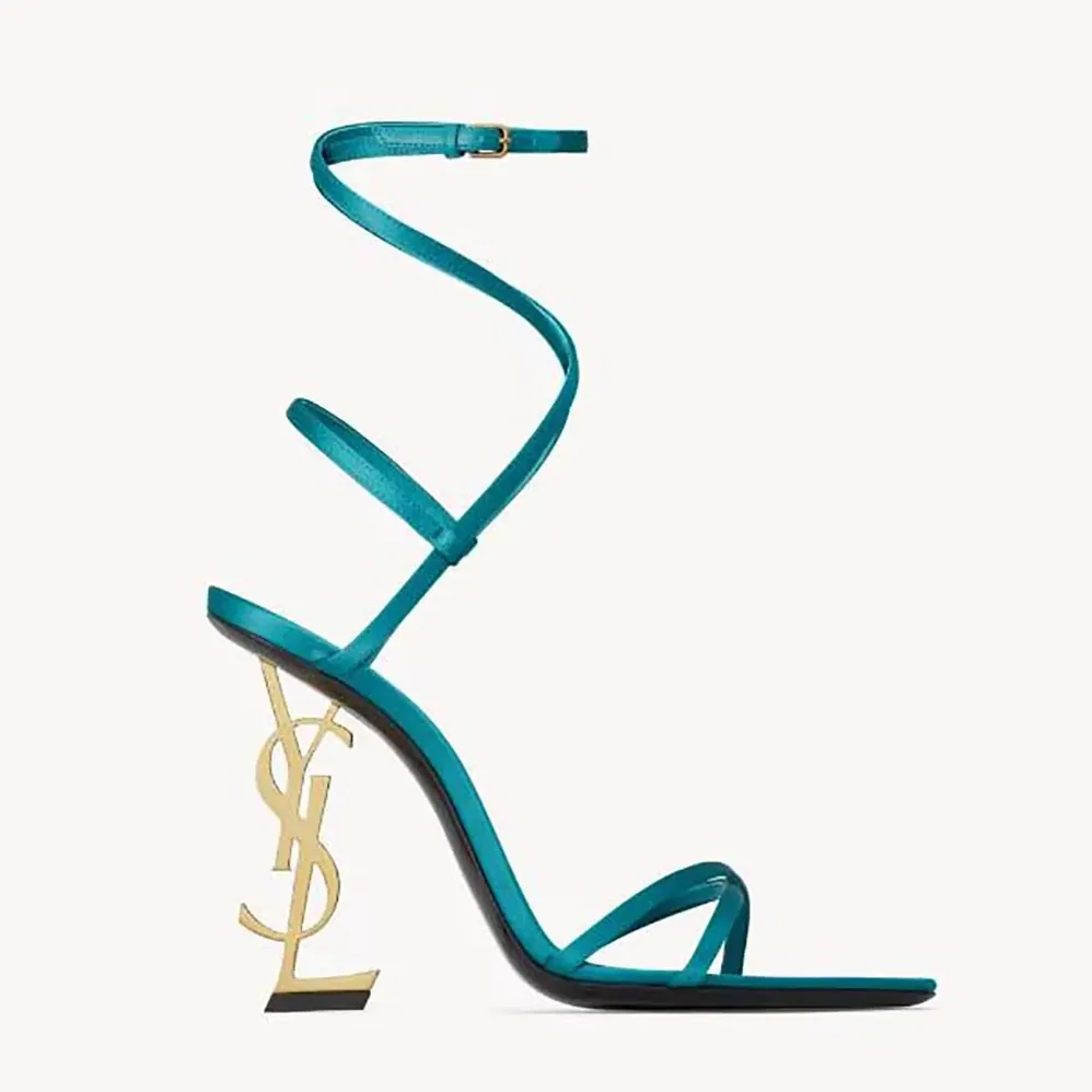 Saint Laurent YSL Opyum Sandals in Satin Crepe for Women in Blue Saint Laurent YSL Opyum Sandals in Satin Crepe for Women in Blue