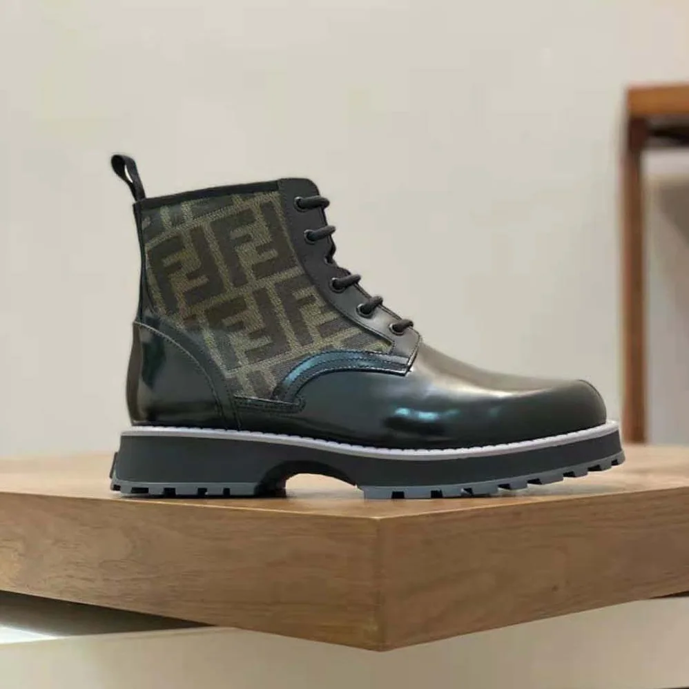 Fendi Biker Boots Black Leather Biker for Men