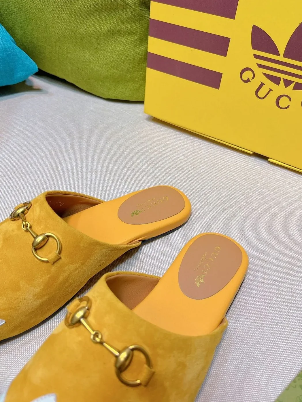 Gucci x Adidas GG Trefoil Slipper Yellow for Women Gucci x Adidas GG Trefoil Slipper Yellow for Women