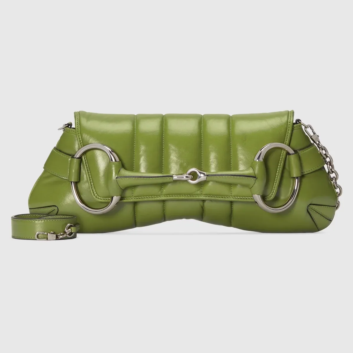 Gucci Horsebit Chain Medium Shoulder Bag Green 15 Inches/