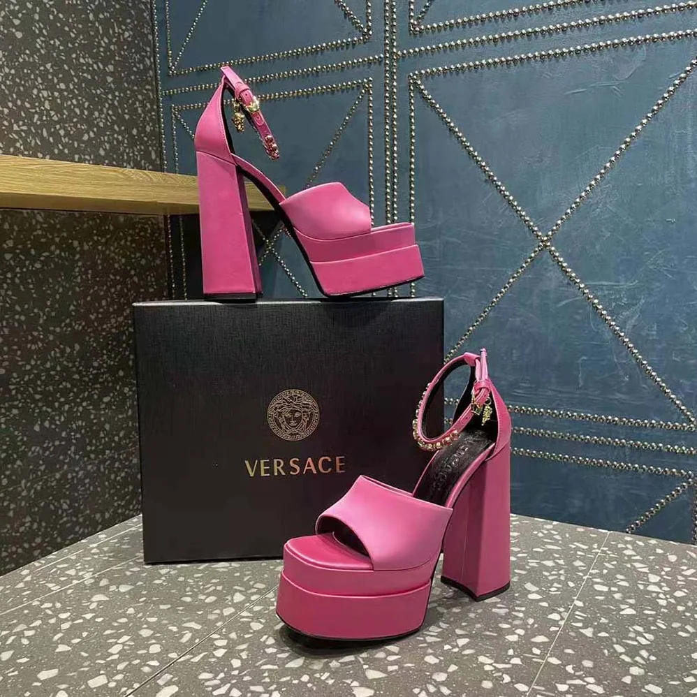 Versace Medusa Aevitas Platform Sandals for Women in Pink Versace Medusa Aevitas Platform Sandals for Women in Pink